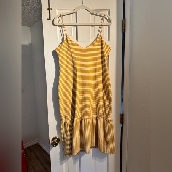 Saylor Doris Tie Midi Dress Mellow Yellow Striped Dress Stretch Size XL EUC - Picture 4 of 8